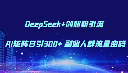 DeepSeek+创业粉引流 AI矩阵日引300+ 副业人群流量密码-资源项目网