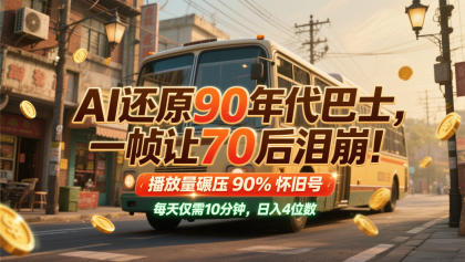 AI还原90年代巴士,一帧让70后泪崩!播放量碾压90%怀旧号,每天10分钟,日入4位数-第14张图片 AI还原90年代巴士,一帧让70后泪崩!播放量碾压90%怀旧号,每天10分钟,日入4位数-第14张图片
