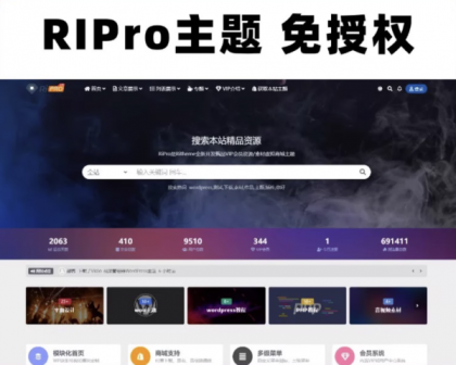 WordPress模板日主题资源下载,RiPro v8.5 开心版-资源项目网