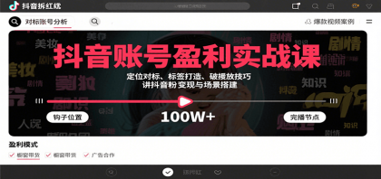 抖音账号盈利实战课,定位对标、标签打造、破播放技巧,讲涨粉变现与场景搭建-第18张图片 抖音账号盈利实战课,定位对标、标签打造、破播放技巧,讲涨粉变现与场景搭建-第18张图片