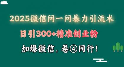 2025最新微信问一问暴力行为引流术揭密,日引300 自主创业粉,单日转现四位数 2025最新微信问一问暴力行为引流术揭密,日引300 自主创业粉,单日转现四位数