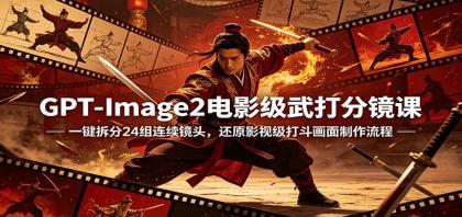 GPT-Image2电影级武打分镜课：一键拆分24组连续镜头，还原影视级打斗画面制作流程-资源项目网