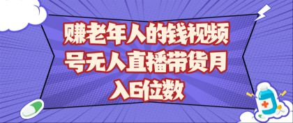 赚老年人的钱视频号无人直播带货月入6位数-资源项目网