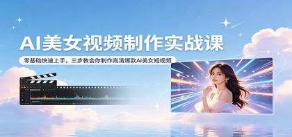 AI美女视频制作实战课：零基础快速上手，三步教你制作高清爆款AI美女短视频-资源项目网