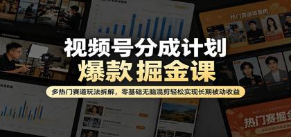 视频号爆款掘金课：热门赛道玩法揭秘，零基础轻松实现长期被动收益-资源项目网