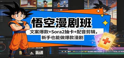 悟空漫剧班：文案爆款+Sora2抽卡+配音剪辑，新手也能做爆款漫剧-资源项目网