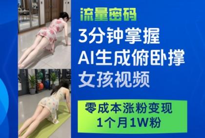 3分钟掌握AI生成俯卧撑女孩视频,零成本涨粉变现,1个月1W粉-第13张图片 3分钟掌握AI生成俯卧撑女孩视频,零成本涨粉变现,1个月1W粉-第13张图片