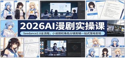 2026AI漫剧实操课：Seedance2.0全流程，小说授权角色分镜剪辑一站式变现-资源项目网