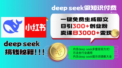 Deepseek 一键免费生成小红书图文日引300+创业粉,日变现3000+ 方法全行业通用-第13张图片 Deepseek 一键免费生成小红书图文日引300+创业粉,日变现3000+ 方法全行业通用-第13张图片