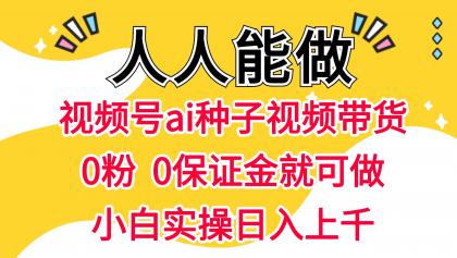 视频号AI种子带货，0粉丝、0保证金，人人可做，日入千元实操！-资源项目网