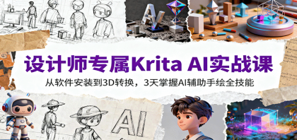 设计师必学Krita AI实战课：3天掌握AI手绘技能，从安装到3D转换全掌握！-资源项目网