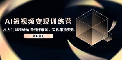 AI短视频变现训练营，从入门到精通解决创作难题，实现带货变现-资源项目网