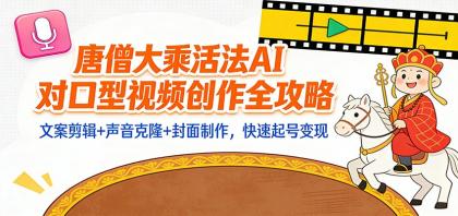大乘活法AI口型视频创作全攻略：文案剪辑+声音克隆+封面制作，快速起号变现-资源项目网