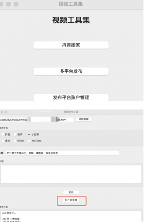 一键发布，多平台同步（TikTok、抖音、快手、油管、小红书、B站等）-资源项目网